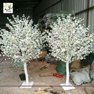 Quality UVG white and pink small fake peach blossom centerpieces table trees for wedding hall decoration CHR169 wholesale