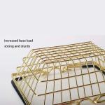 Portable Cute Storage Basket Mini Metal Gold Shopping Basket with Handles