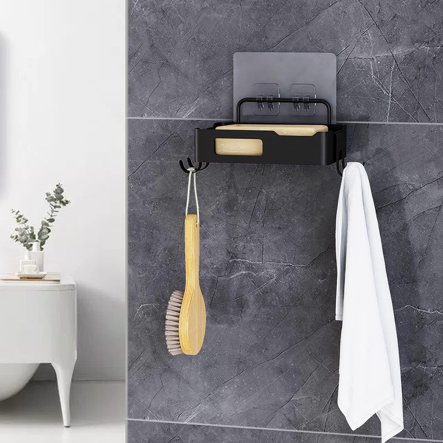 Wall Mounted Soap Holder Heavy Duty Non-Drilled Soap Bar Holder for Bathroom Kitchen