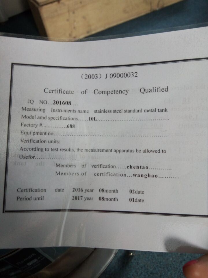 Vertical Oil Barrel Measuring Can Standard Metal Prover 20L 10L 50L 500L