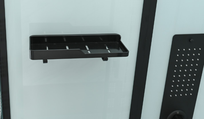 Luxrious Shower Room With Matt Black Profile And Printing Glass For Mordern