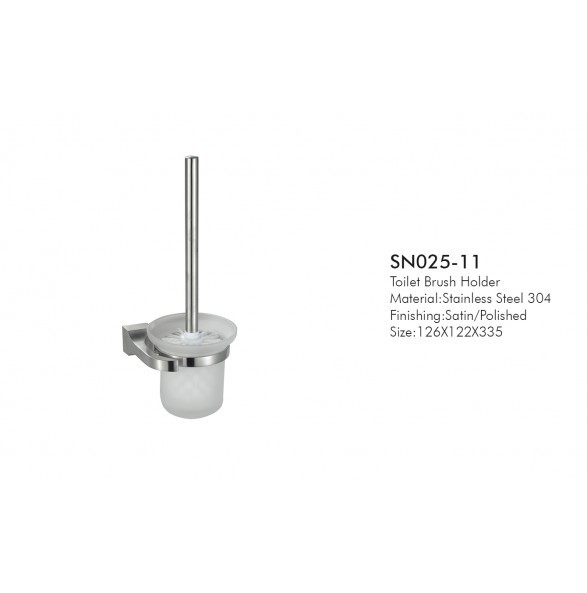 Glass Wall Mounted Hung Toilet Brush Holders For Hotel Bathroom