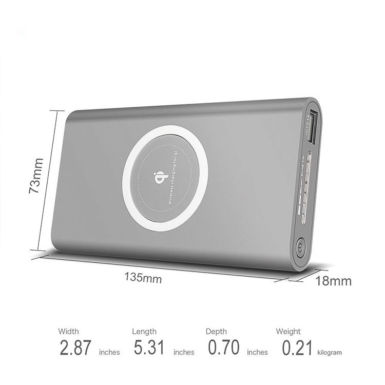 Dual Ports 2 In 1 5W Qi Wireless Power Bank 10000mah