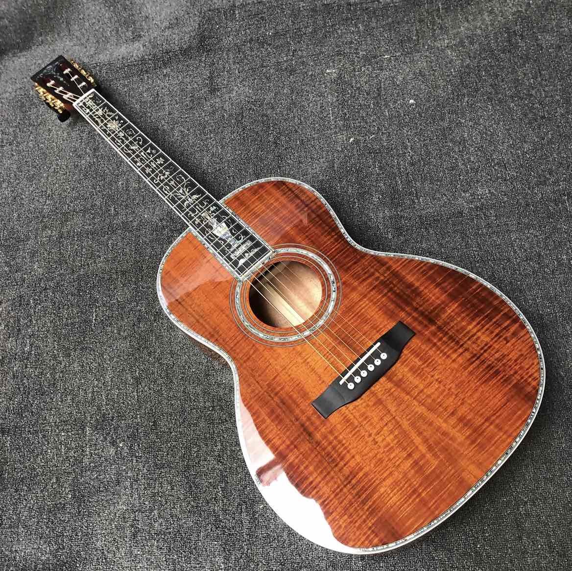 Custom Grand 39" KOA Wood 00045 Parlor Acoustic Guitar 100% All Real Abalone Guitar Accept OOO, OM, D Shape Custom Guita