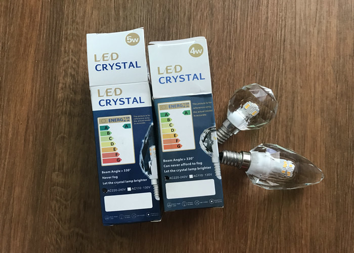 Pure Light Color Crystal Clear Light Bulbs , E14 Led Candle Lamps Dimmable