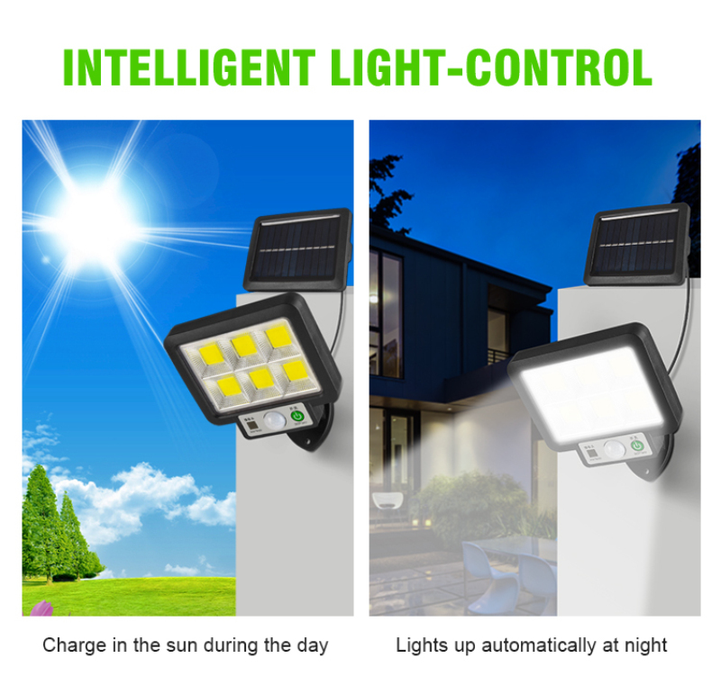 6500K 5m Induction Outdoor LED Lawn Light 72COB Solar Led Wall Light