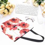 Natural Designer Canvas Tote Handbags Striped Floral Pattern With Leather Straps