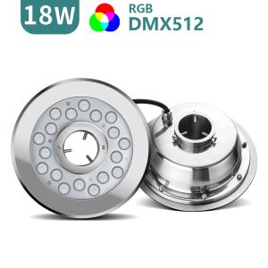 Quality 316L Steel RGB Fountain Light 600LM 18W DMX512 Control LED Underwater Spotlight wholesale