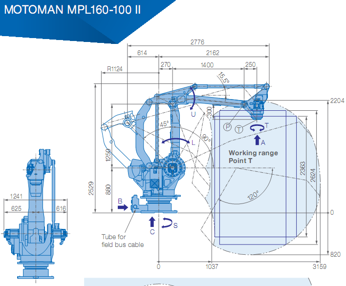 used 4 axis robot arm YASKAWA MPL160-100 II pick and place machine 100kg Payload 3159mm Arm industrial robot
