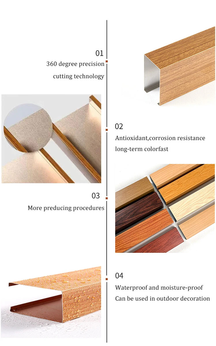 Interior Decor Slat Ceiling Panels U Tube Customized Alum Strip Ceiling