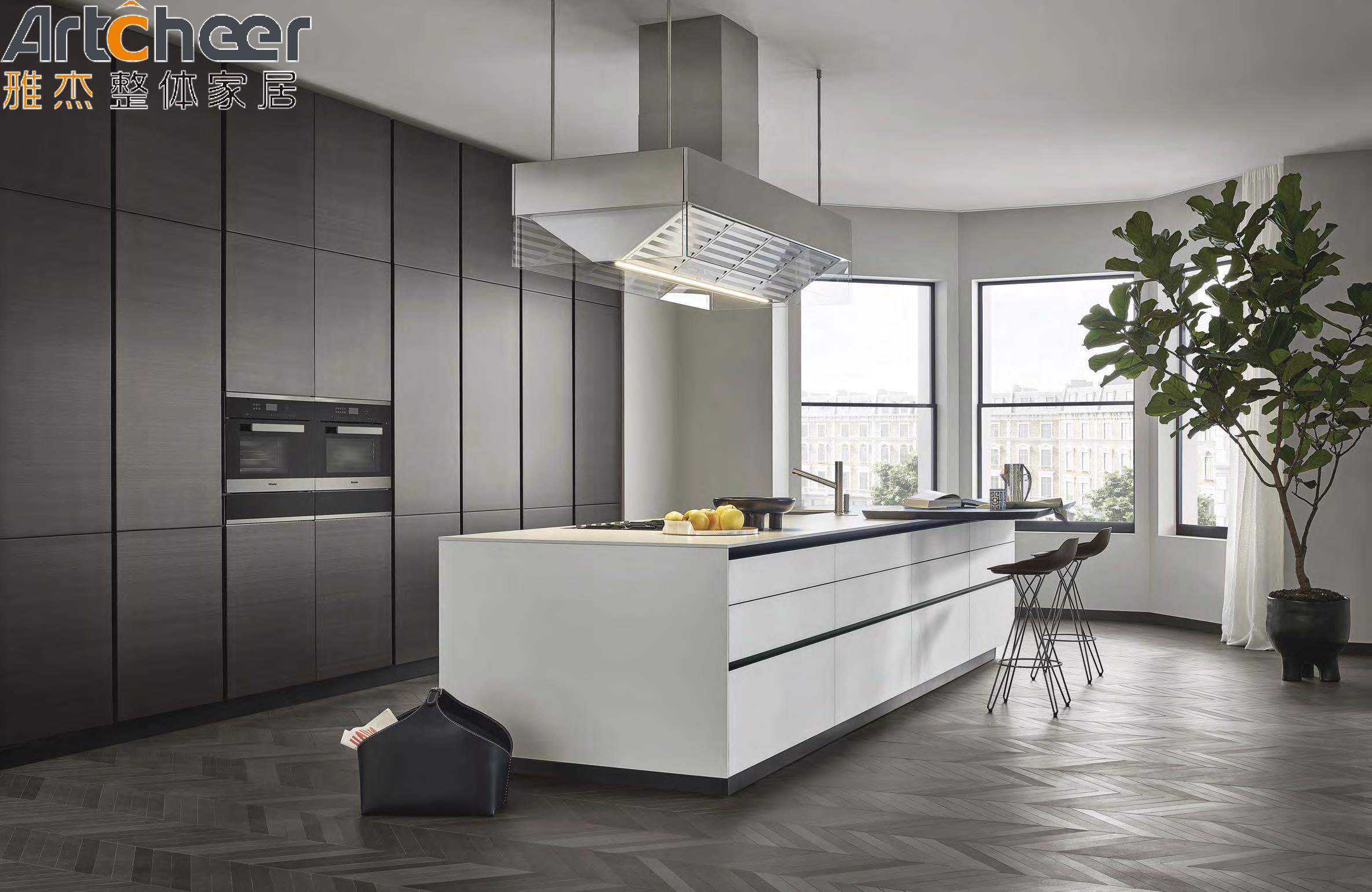 Kabinet Kitchen Cabinet Aluminium Profile Modern Design Furniture with E0 Grade HPL Material