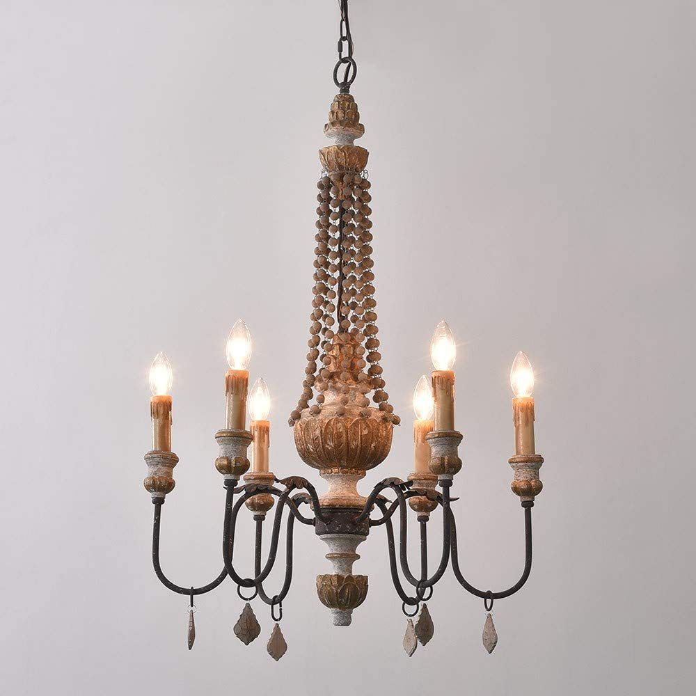 Wood chandeliers lighting french bedroom suspended lights(WH-CI-118)