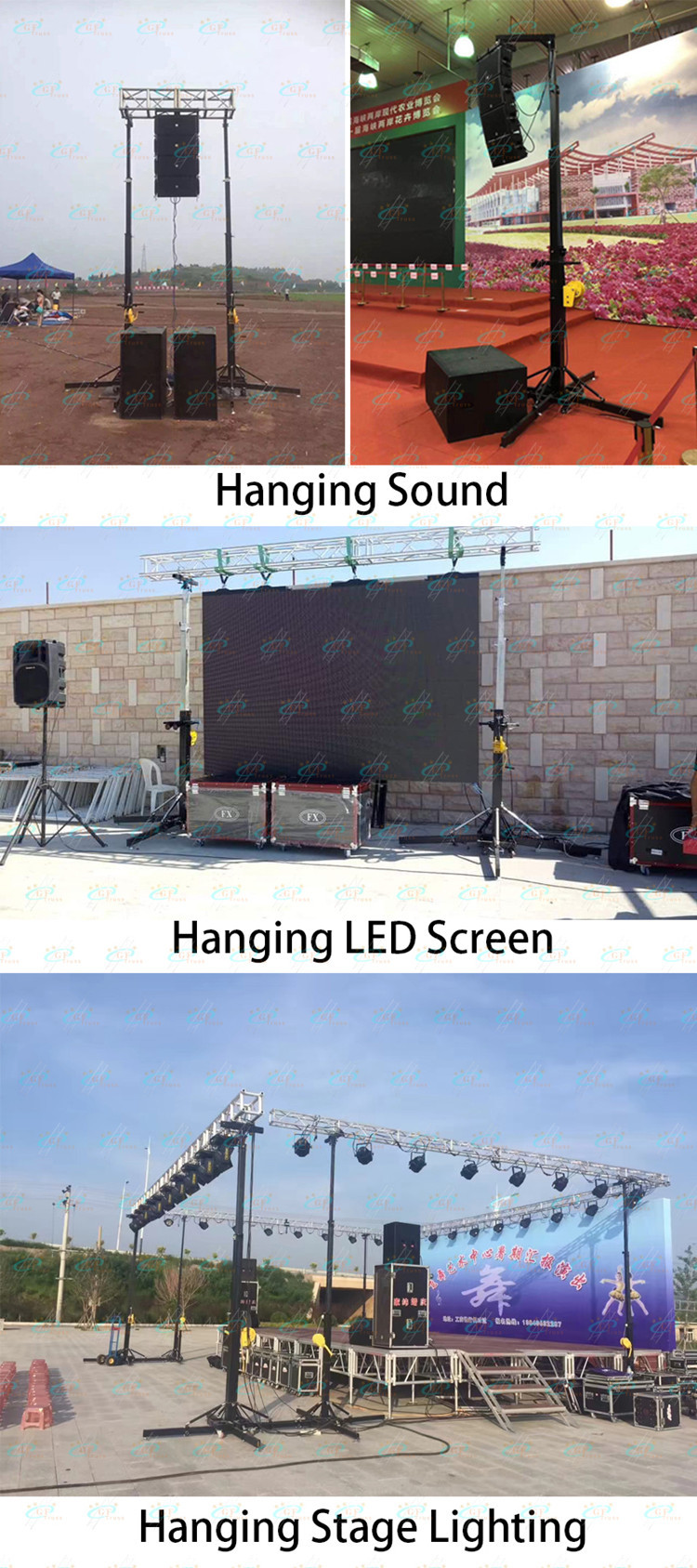 4M Heavy Duty Crank Stand Portable Telescopic Lifting Truss Tower For Hanging Lighting