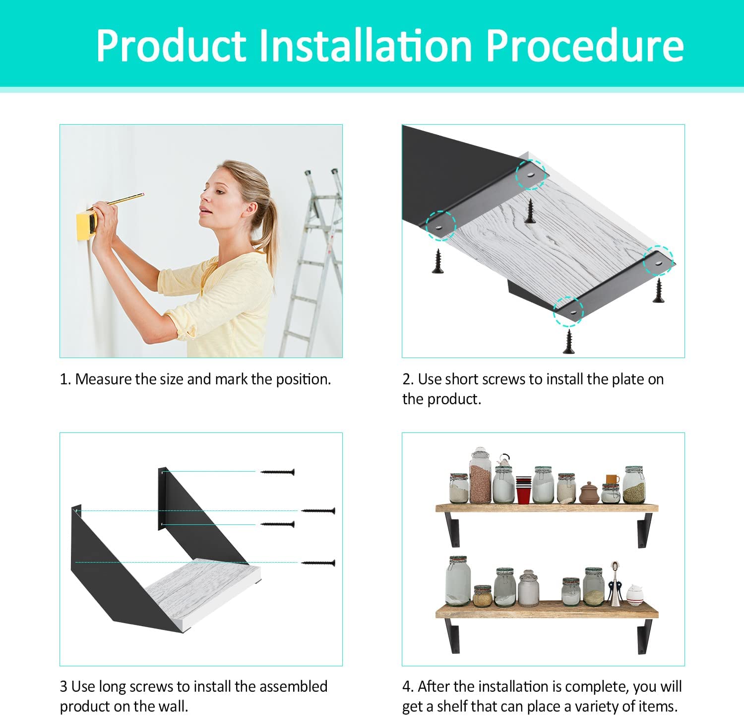 Space Saving Industrial Shelf Bracket for Customized Wall Mounted Shelves and Tables