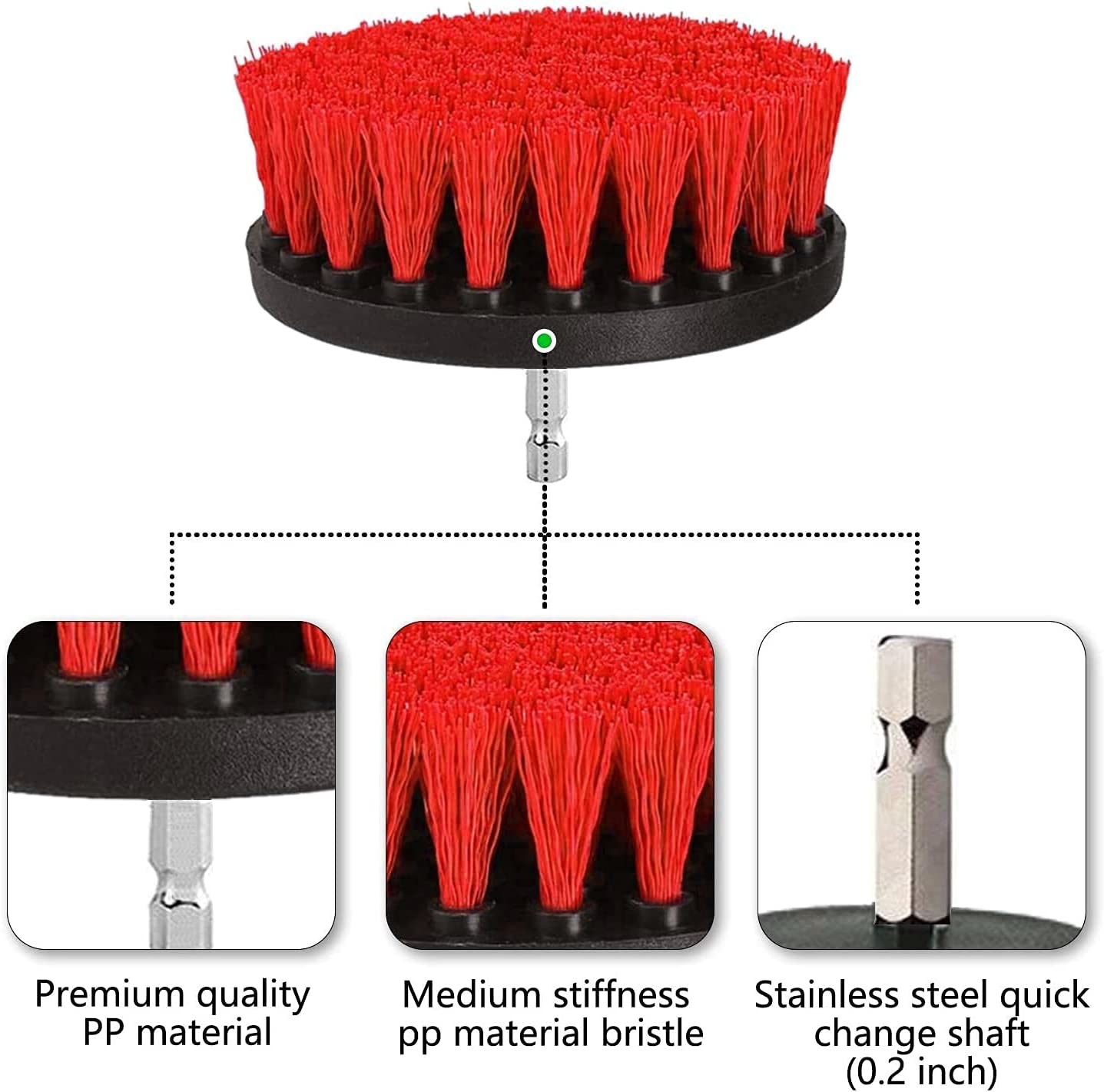 3 pcs Car Drill Detailing Brush Set Car Cleaning Brush Set for Wheels