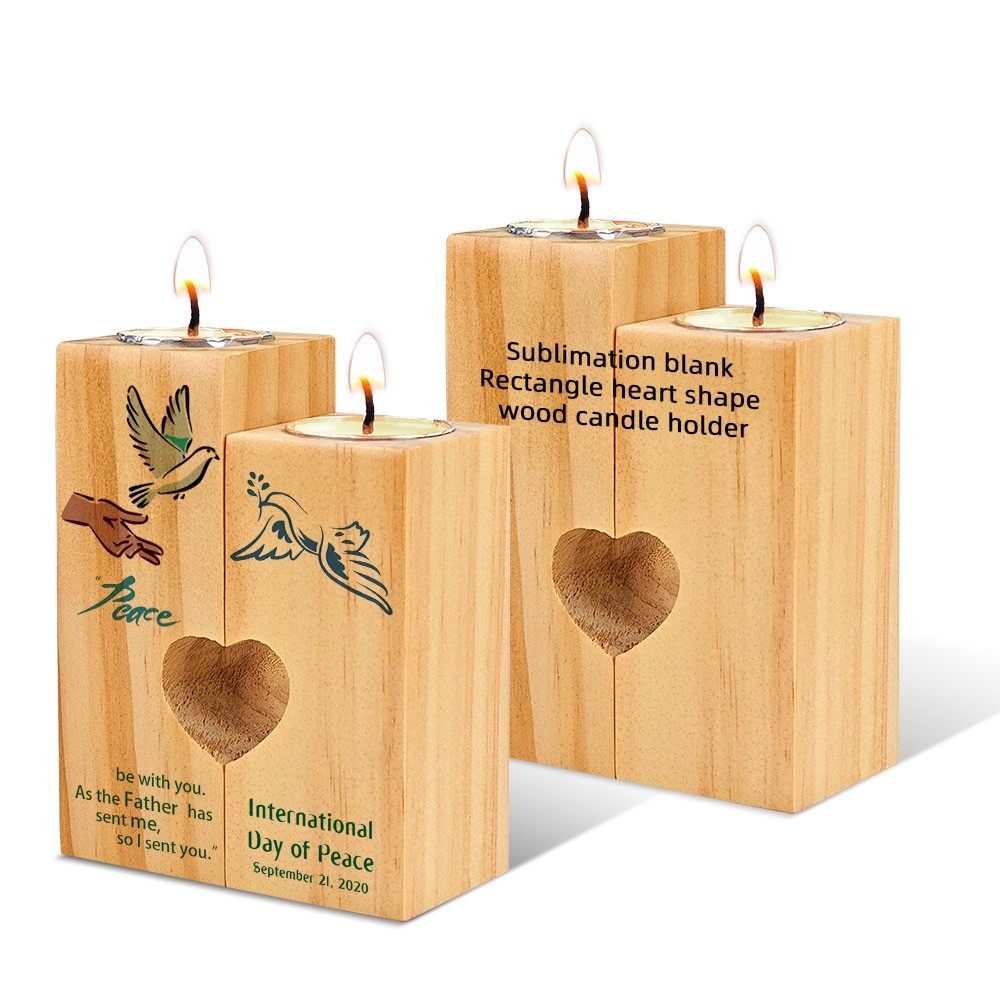 Eco Friendly Wooden Sublimation Candle Holder Ambient Decoration MDF Sublimation Ornaments