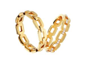 Quality 18k Gold Diamond Unique Chain OEM ODM Personalized Couple Rings wholesale