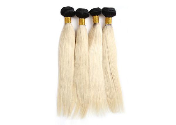 1B Blonde 613 Color Brazilian Hair Weft Ombre Color Human Virgin Hair Weave 12"