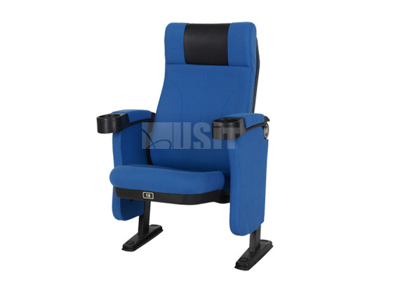 Blue Acrylic Fabric Cinema Chair Theater Movie Seating For Commercial Use