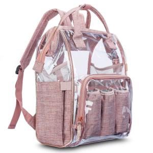 Quality Clear PVC Linen Baby Backpack Diaper Bag With Insulated Pouch wholesale