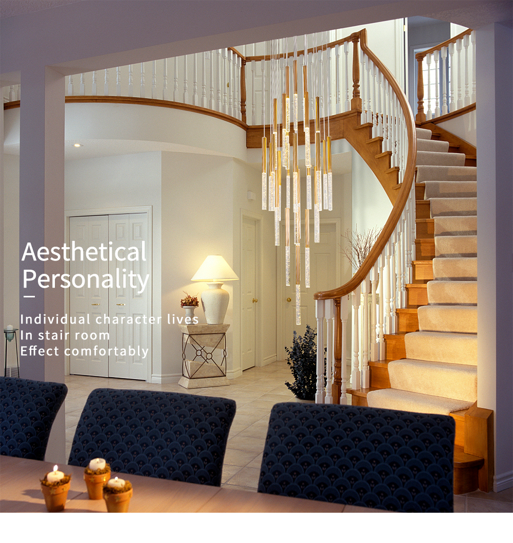 Modern Ceiling Led Chandelier Loft Staircase for Living Room Crystal Hanging Lamp(WH-NC-45)