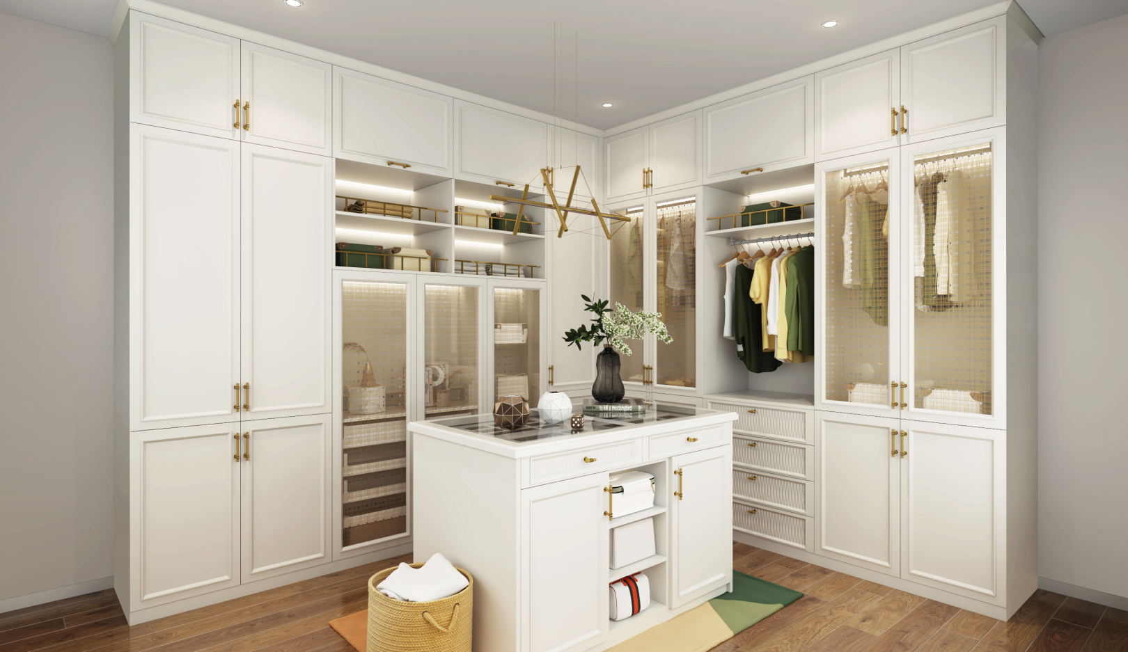 Modern MR HDF Board Island Wardrobe Customized for High End Design and Functionality