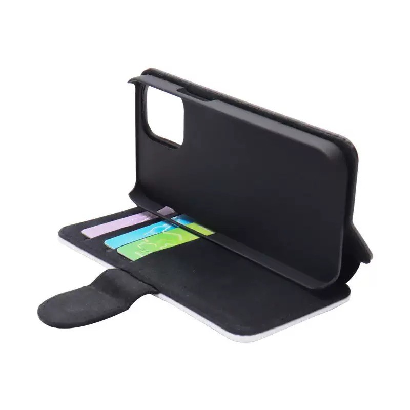 Shockproof Black PU Leather Wallet Flip Sublimation Phone Case With Stand For IPhone16 15 14 Pro Max Plus