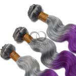 Grey/Purple Body Wave Remy Human Hair Bundles Sew In Weave Bundles Brazilian