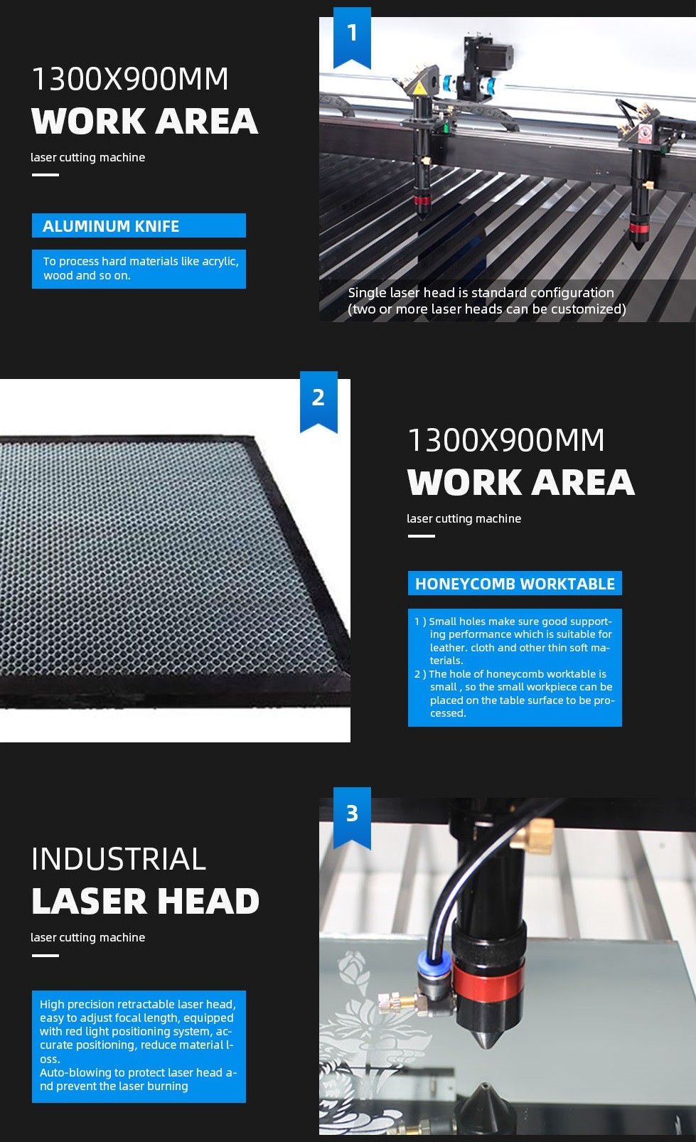 Accurate CO2 MDF Board Laser Cutting Machine For Wood 1300*900mm