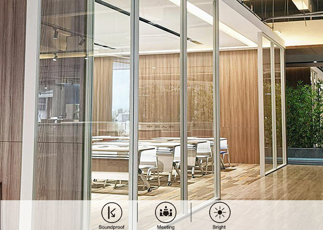 Safe 12mm double glass wall partition frameless full glass beautiful appearance