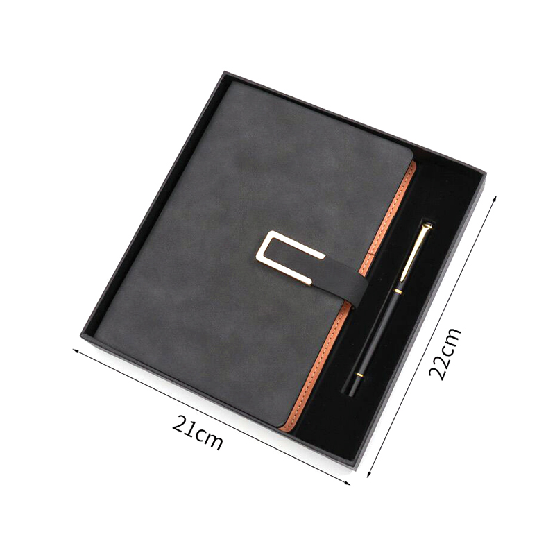 Business Gift PU Portable Diary Notebook Folio Embossed A5 Notebook With Pen Set
