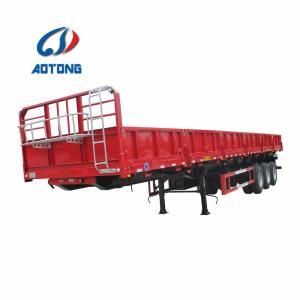 Quality 3 Axle 50 Tons Side Drop Flatbed Semi Trailer Bulk Cargo Truck Steel for Long-Lasting wholesale