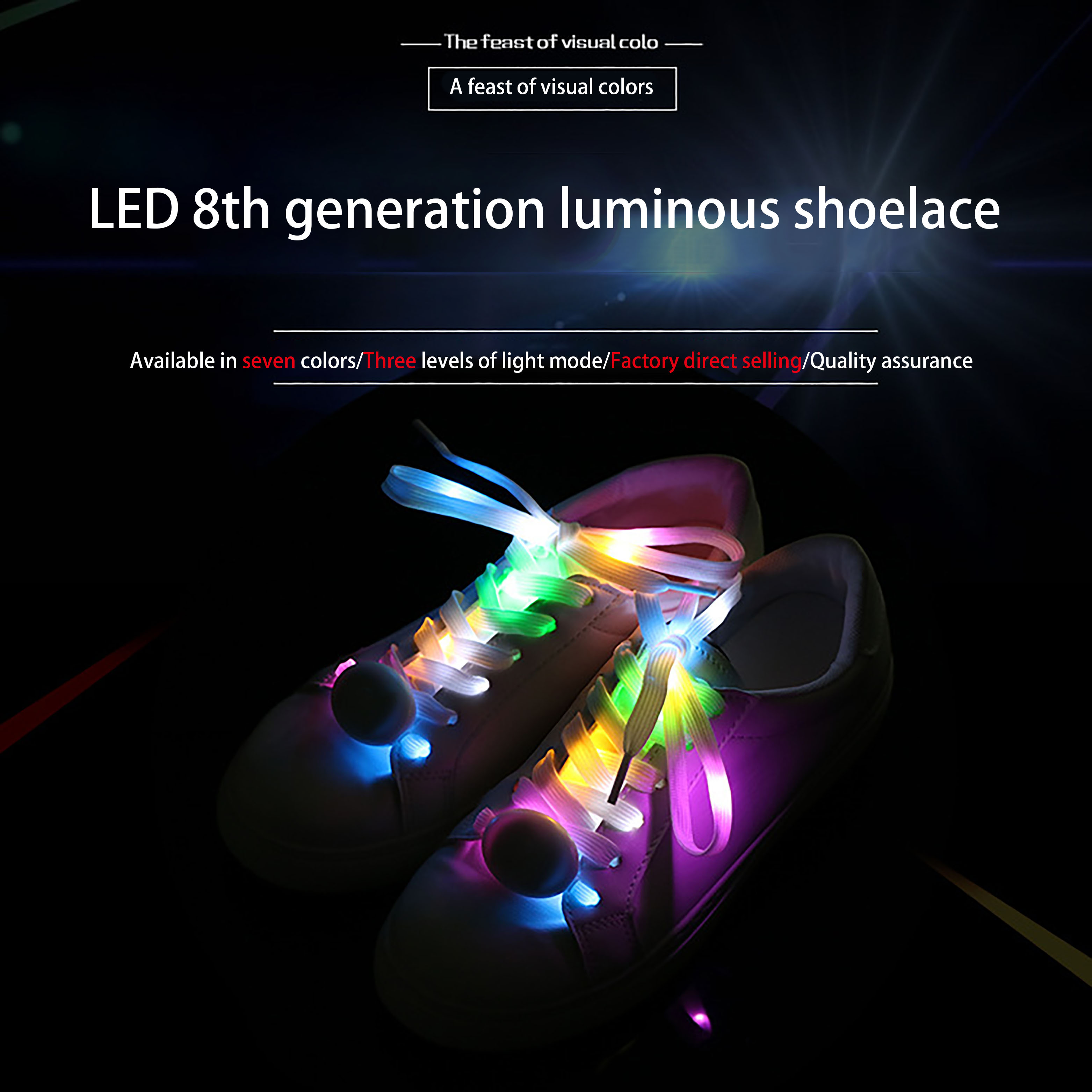 luminous led glowing shoelace Aglet Bags fashion shoelace Customized Logo Style Flat Color Design
