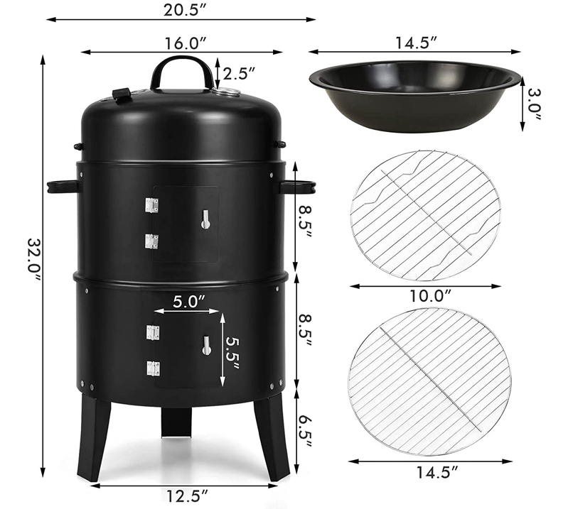 Outdoor Cooking Portable Charcoal BBQ Grill with Heat Indicator and Charcoal Lump Fuel