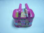 Portable Lunch Metal Tin Box Two Handles Pink Thickness 0.23mm