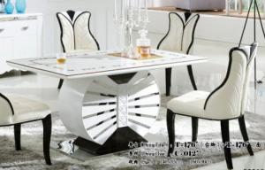 Quality hotel 6 person rectangular natural marble table dining room furniture wholesale
