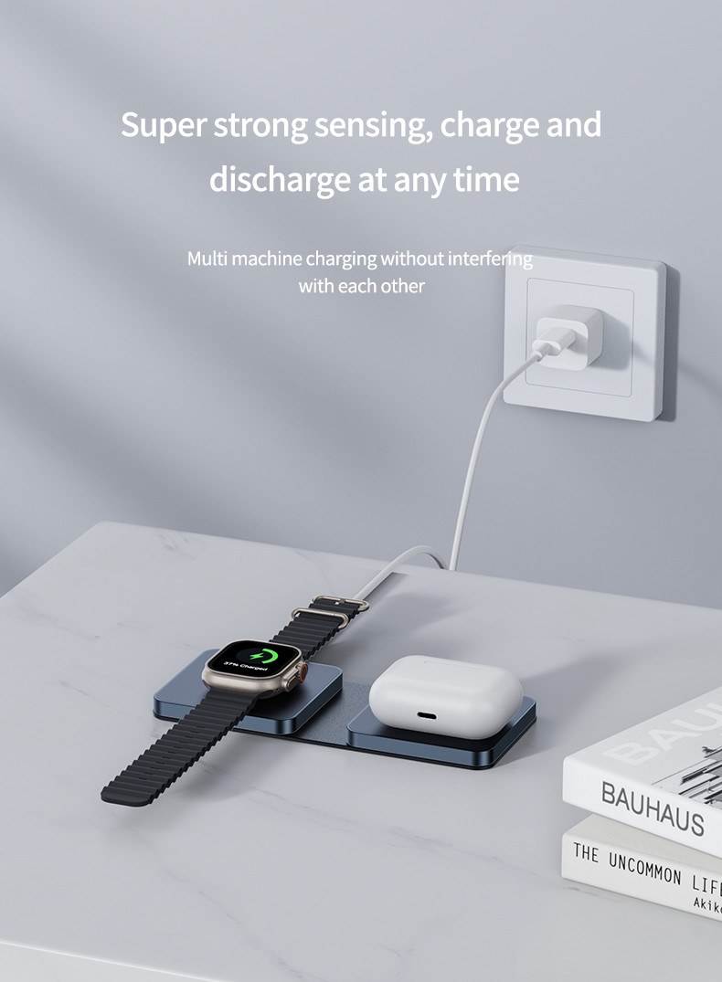 Foldable Wireless Charger With 5W~15W Fast Charging Black/Light Blue/Dark Blue/Red/Green