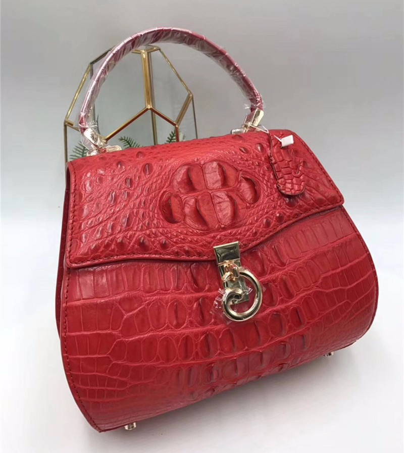 Authentic Crocodile Skin Lady Saddle Purse Genuine Alligator Leather Female Small Handbag Women Crossbody Shoulder Bag