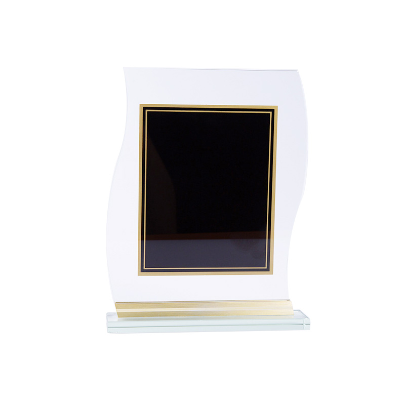 Custom logo gold foil design acrylic photo frame plate trophy