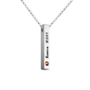 Quality 4x4x30mm 0.46oz Custom Silver Necklaces Silver Rectangle Pendant Necklace SGS wholesale
