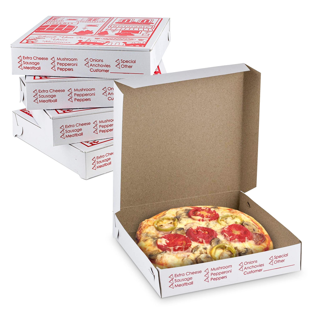Custom Size Corrugated Disposable Pizza Food Packaging Paper Box With Logo For Fast Foods
