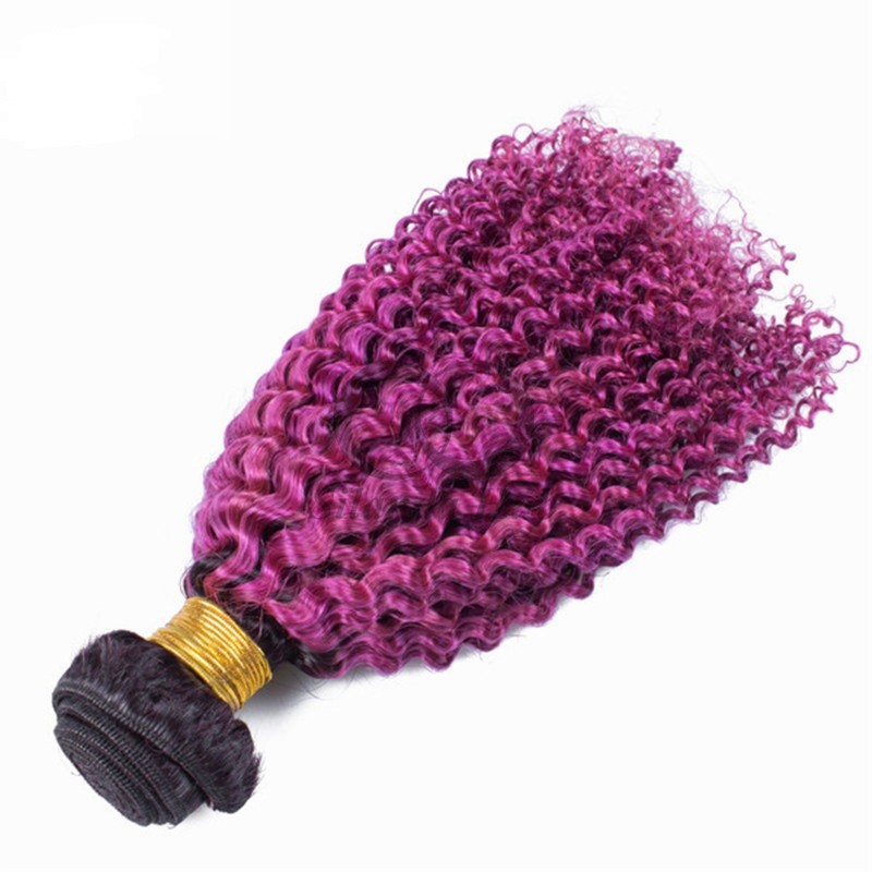 #T1B/Purple Kinky Curly Remy Human Hair Bundles Sew In Weave Bundles Brazilian Bundle Deals