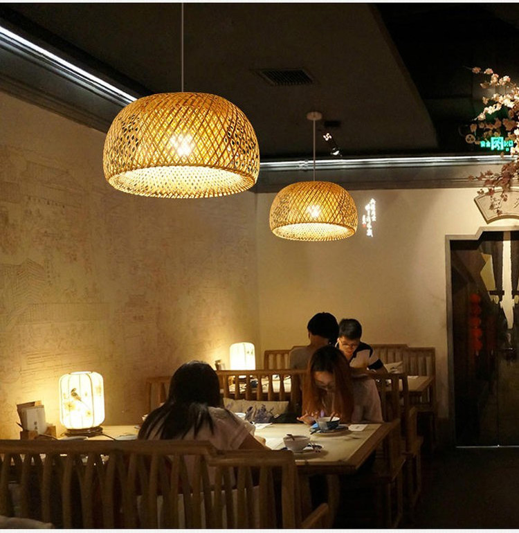 Modern minimalist restaurant bedroom pure bamboo art bamboo hand-woven chandelier(WH-WP-36)