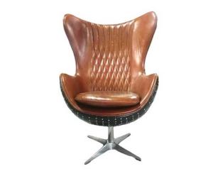 Quality Black Aluminum Vintage Aviator Leather Egg Chair wholesale