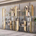 Custom Modern Stainless Steel Hotel Furniture Bookshelf Display Cabinet Gold