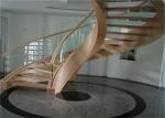 Wood Glass Tread Stainless Steel Curved Stair Circular Staircases