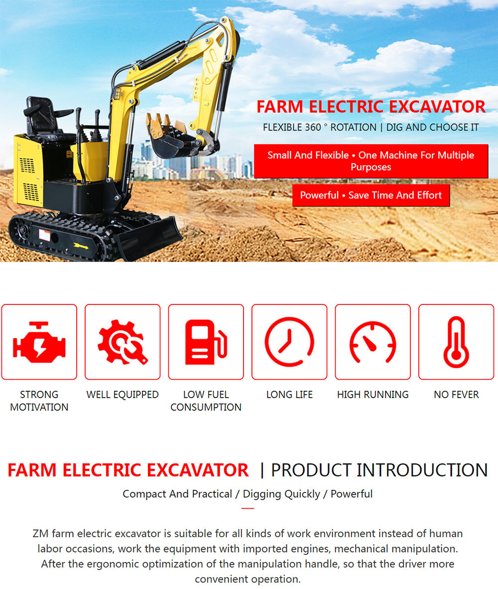 1 Ton Electric Mini Excavators Crawler Small Digger Support Customized Hydraulic Excavator Machine