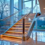 Stylish PVD Stainless Steel Handrails with 6mm Side Steel Thickness for Glass