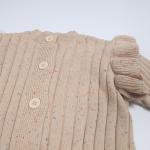 Unisex Speckled Knit Baby Long Sleeve Frill Footless Romper One Piece Button