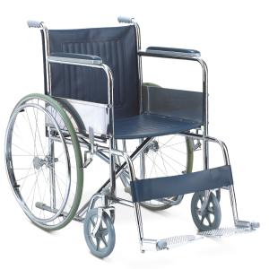 Quality Economic Friendly Essential Folding Steel Wheelchair With Solid Castor Solid Rear Wheel wholesale